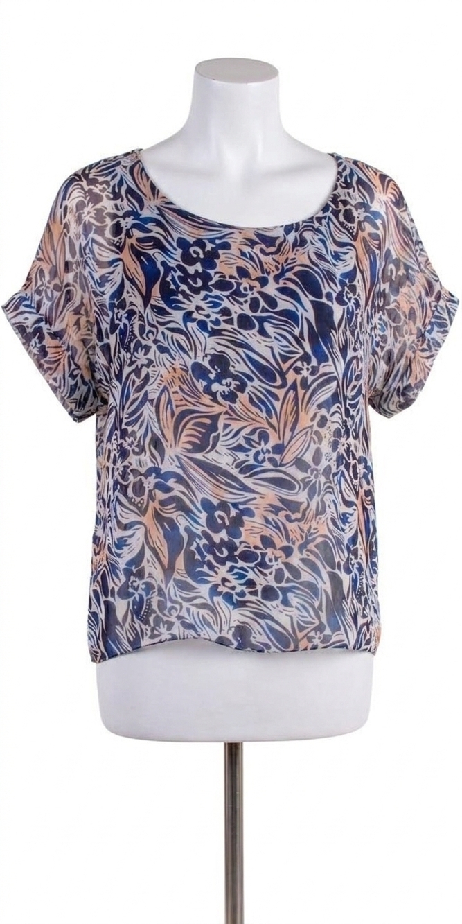 NEW GIGI MODA monica tropical print silk kaftan in navy